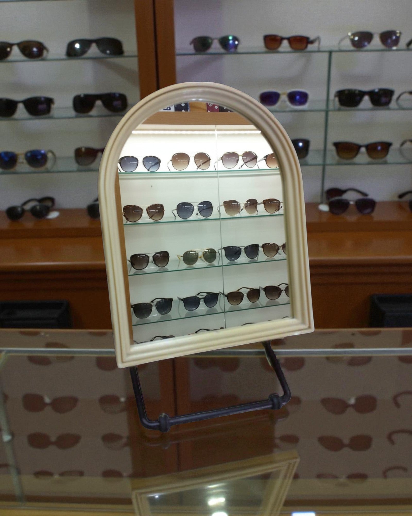 ABS Counter Top Semi Round Shaped Vanity Mirror