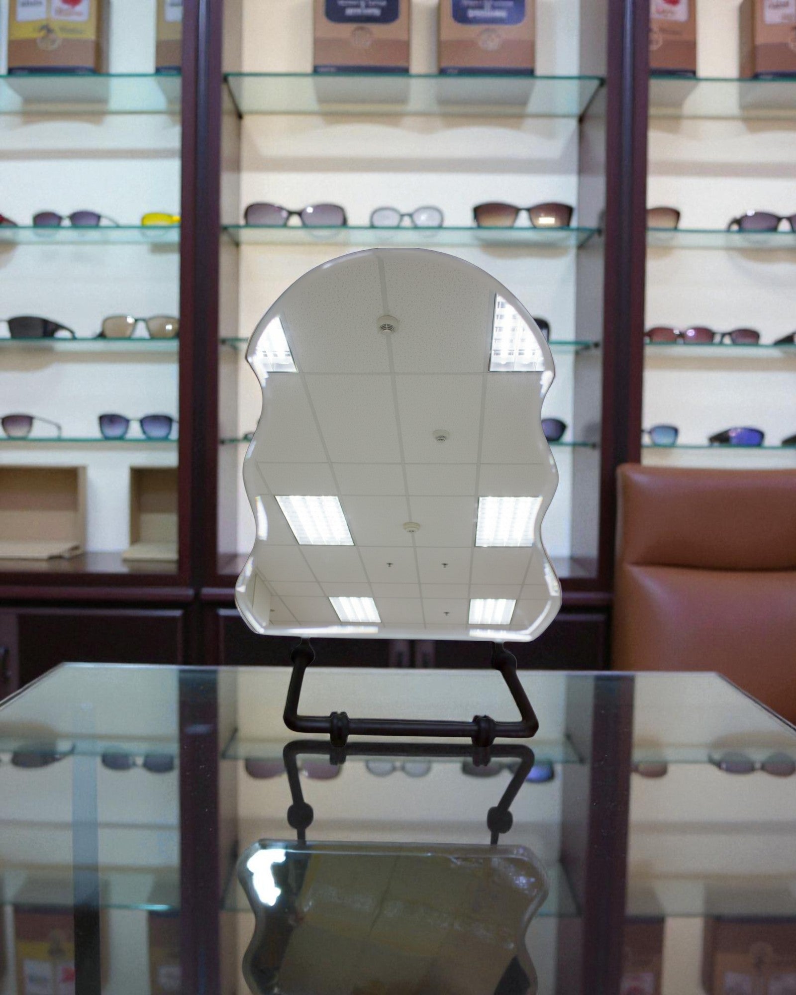 Semi round with Waves Shaped Counter Top Mirror