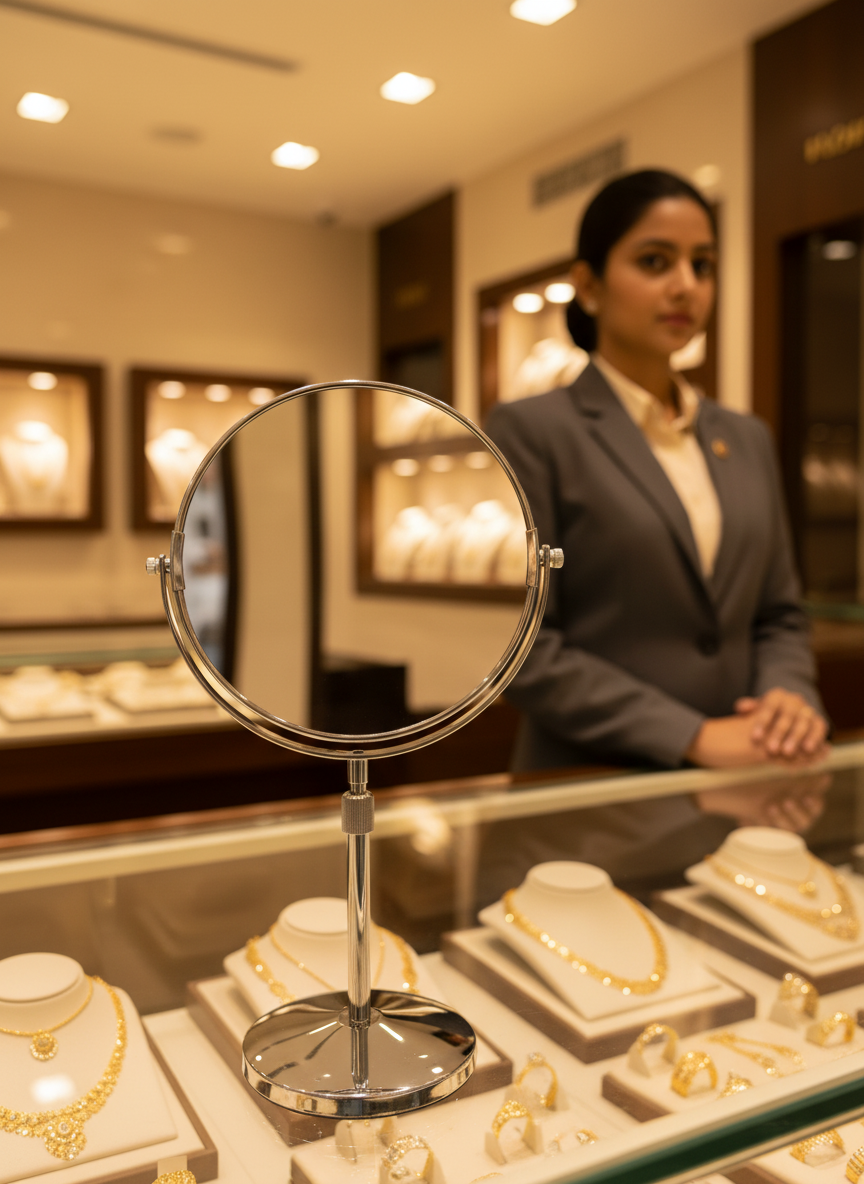 Adjustable Counter Top Vanity Mirror Silver