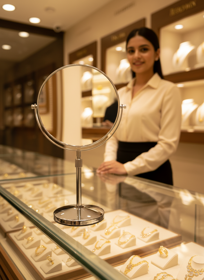 Adjustable Counter Top Vanity Mirror Silver