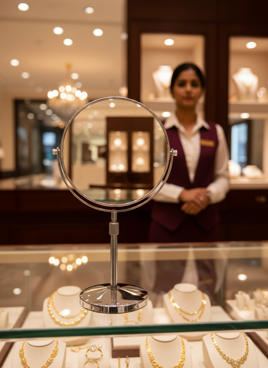 Adjustable Counter Top Vanity Mirror Silver