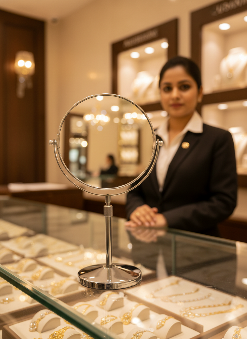 Adjustable Counter Top Vanity Mirror Silver