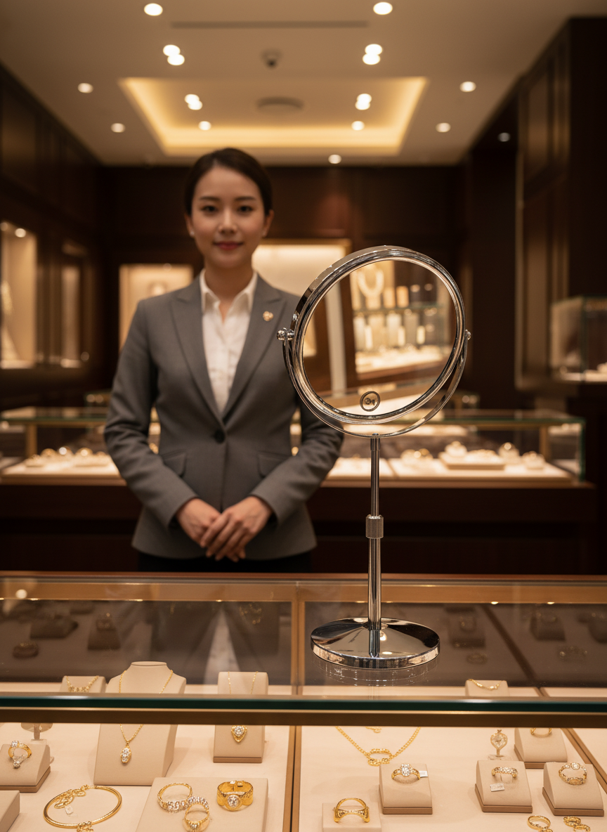 Adjustable Counter Top Vanity Mirror Silver