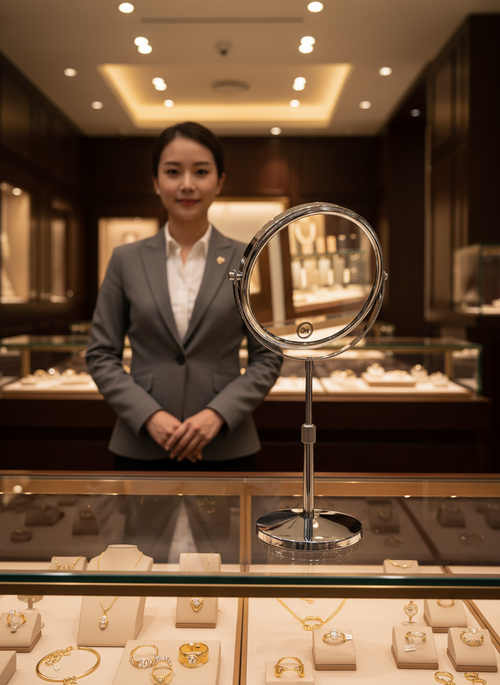 Adjustable Counter Top Vanity Mirror Silver