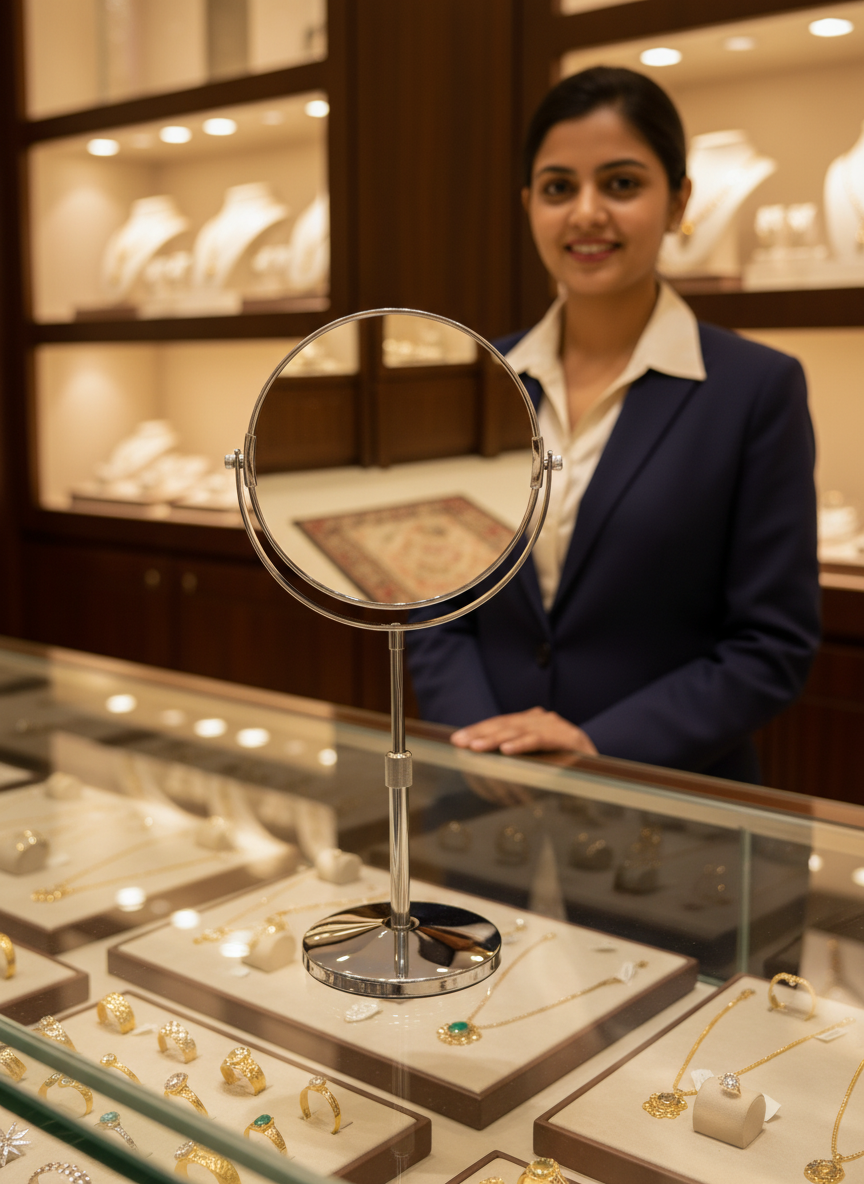 Adjustable Counter Top Vanity Mirror Silver