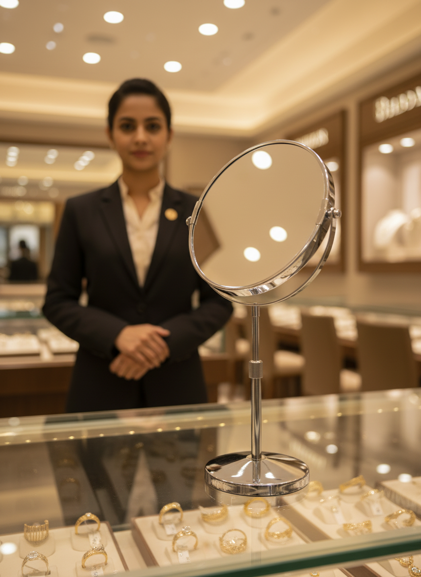 Adjustable Counter Top Vanity Mirror Silver