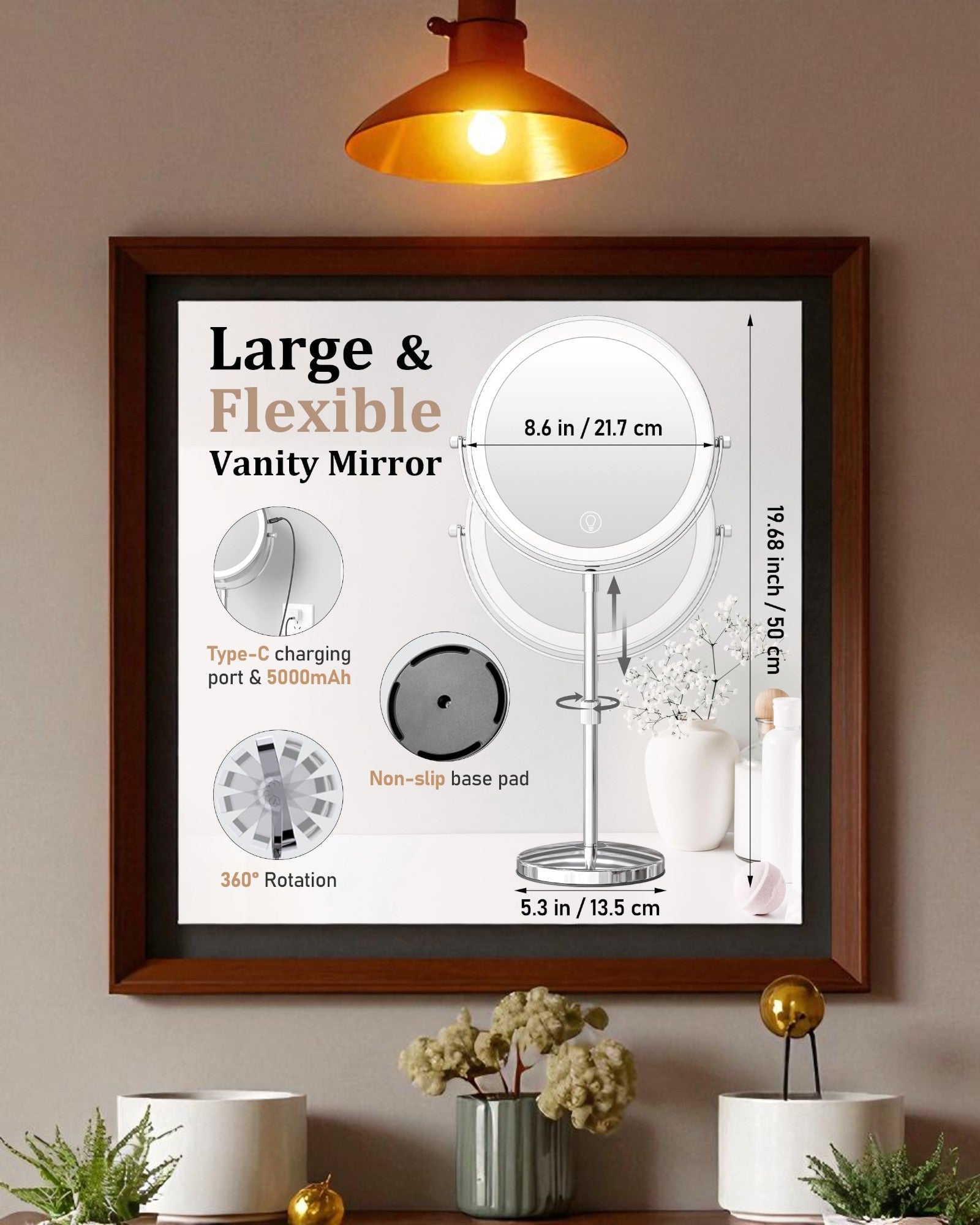 Adjustable Vanity Mirror with LED