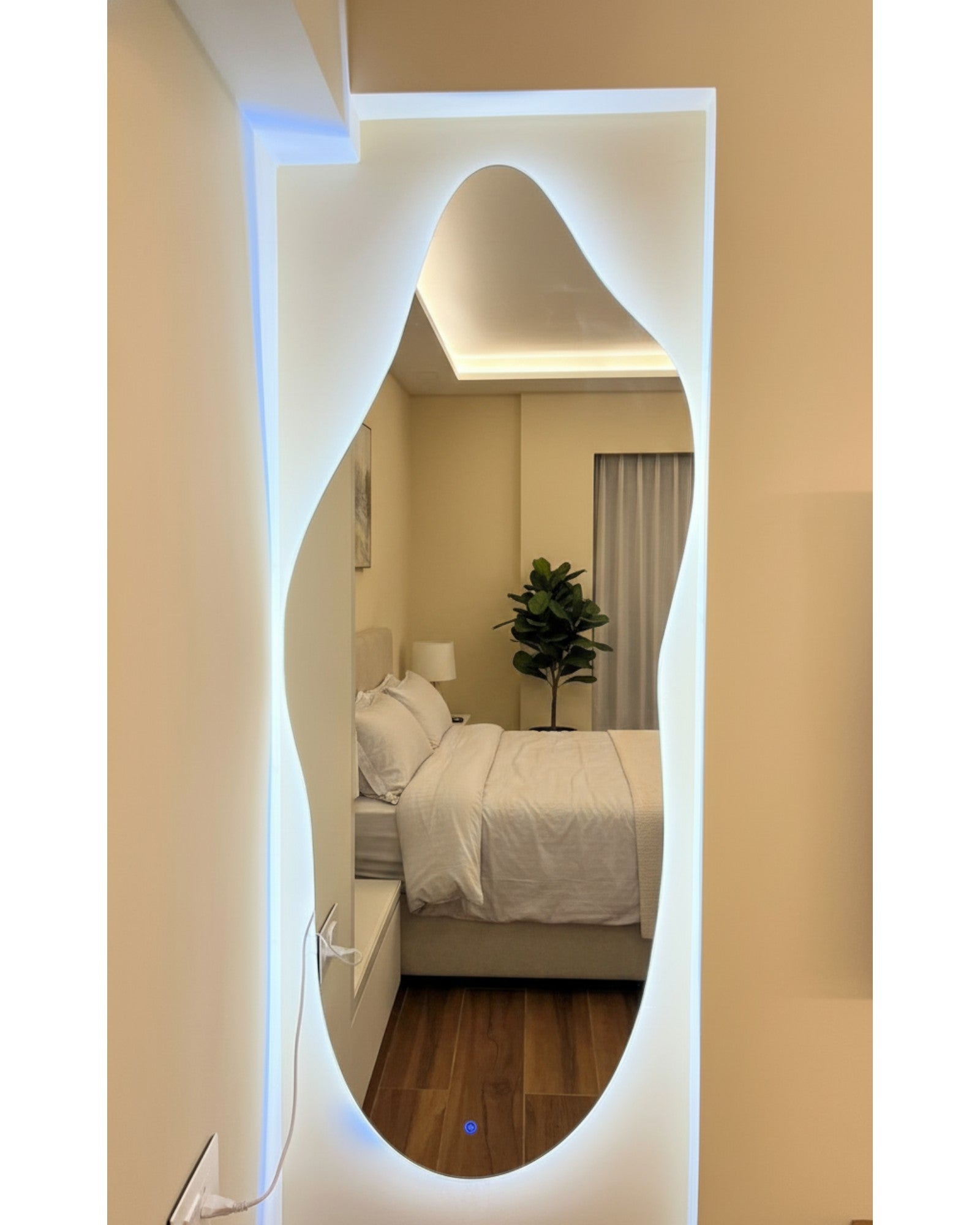 Amoeba Frameless LED Dressing Mirror – 24" x 48" Smart Touch Backlit Mirror