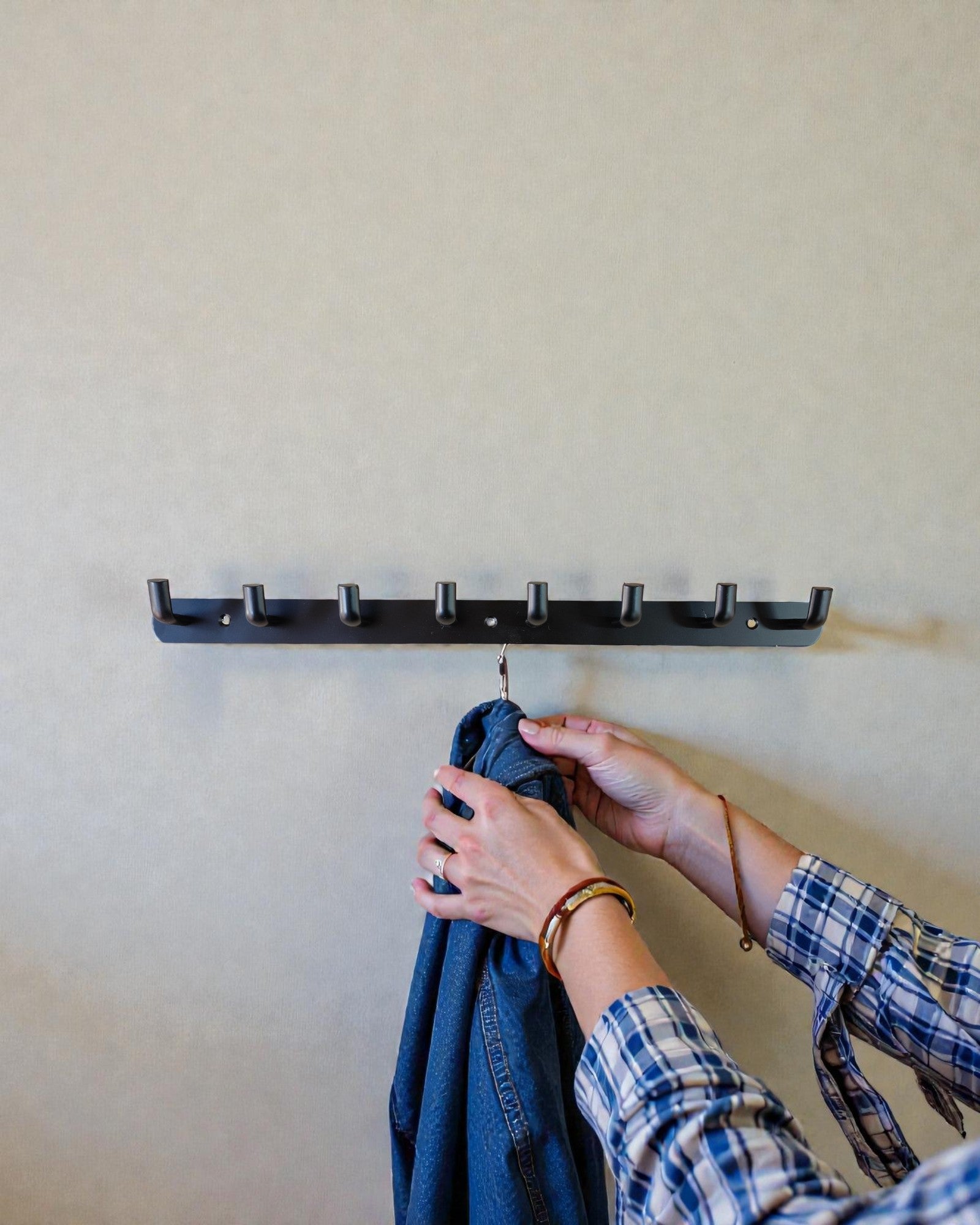 Black Metal Robe hook - 8 point