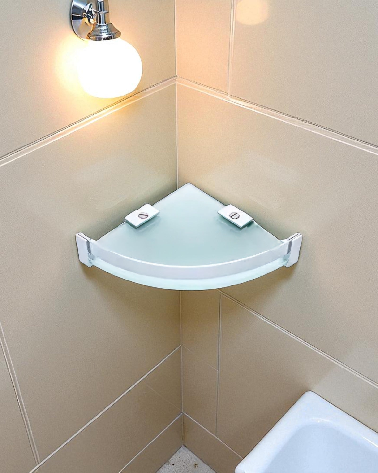 Corner Shelf - Brass Border