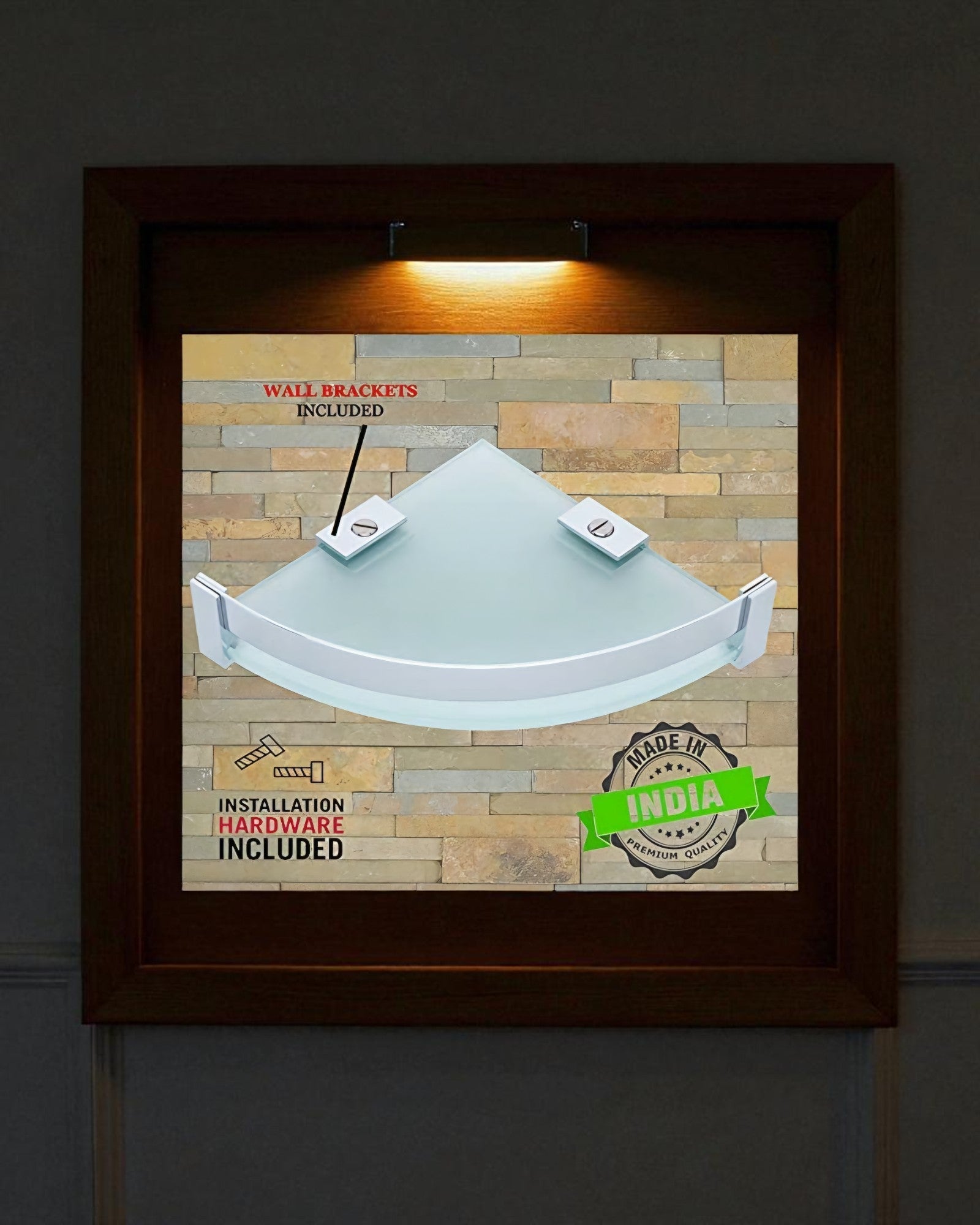 Corner Shelf - Brass Border