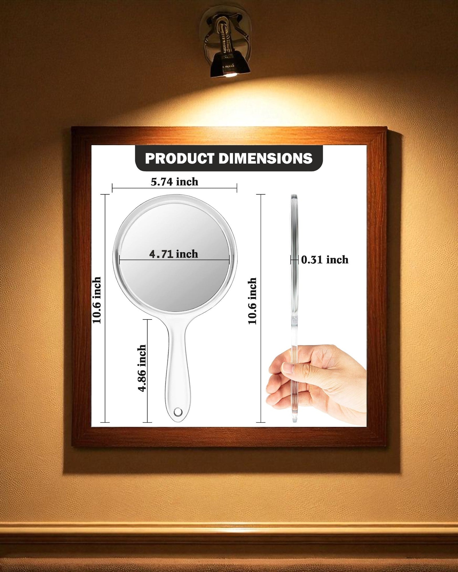 Hand Mirror - Clear Plastic