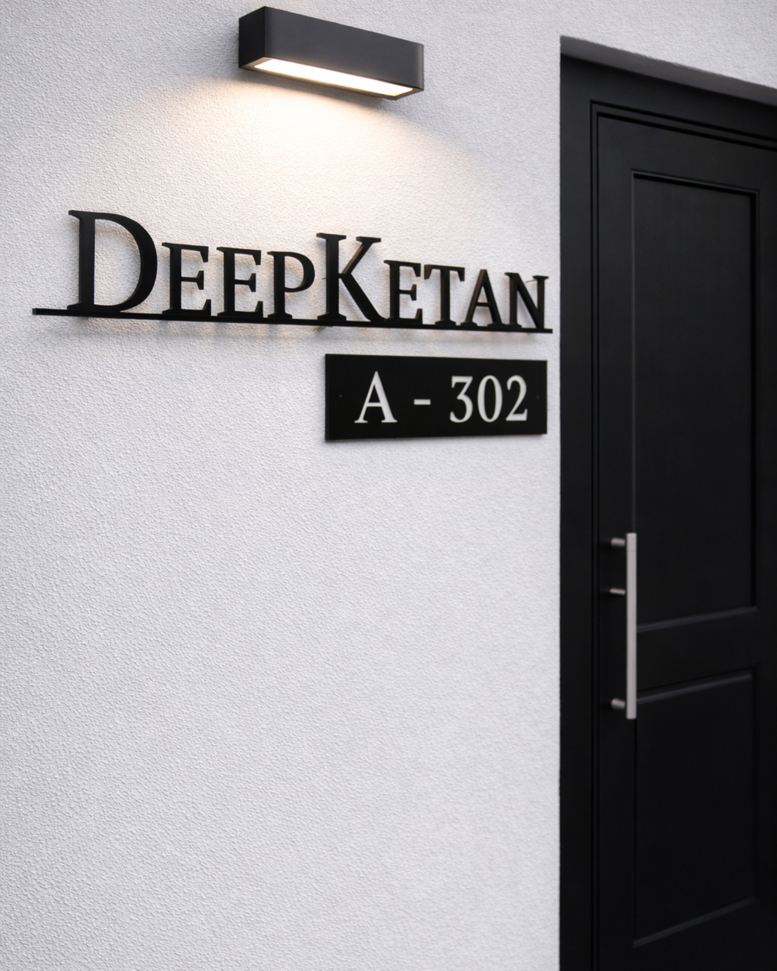 DeepKetan - Matte Black Stainless Steel Cut-Out Number Name Plate – 304 Grade Premium Finish