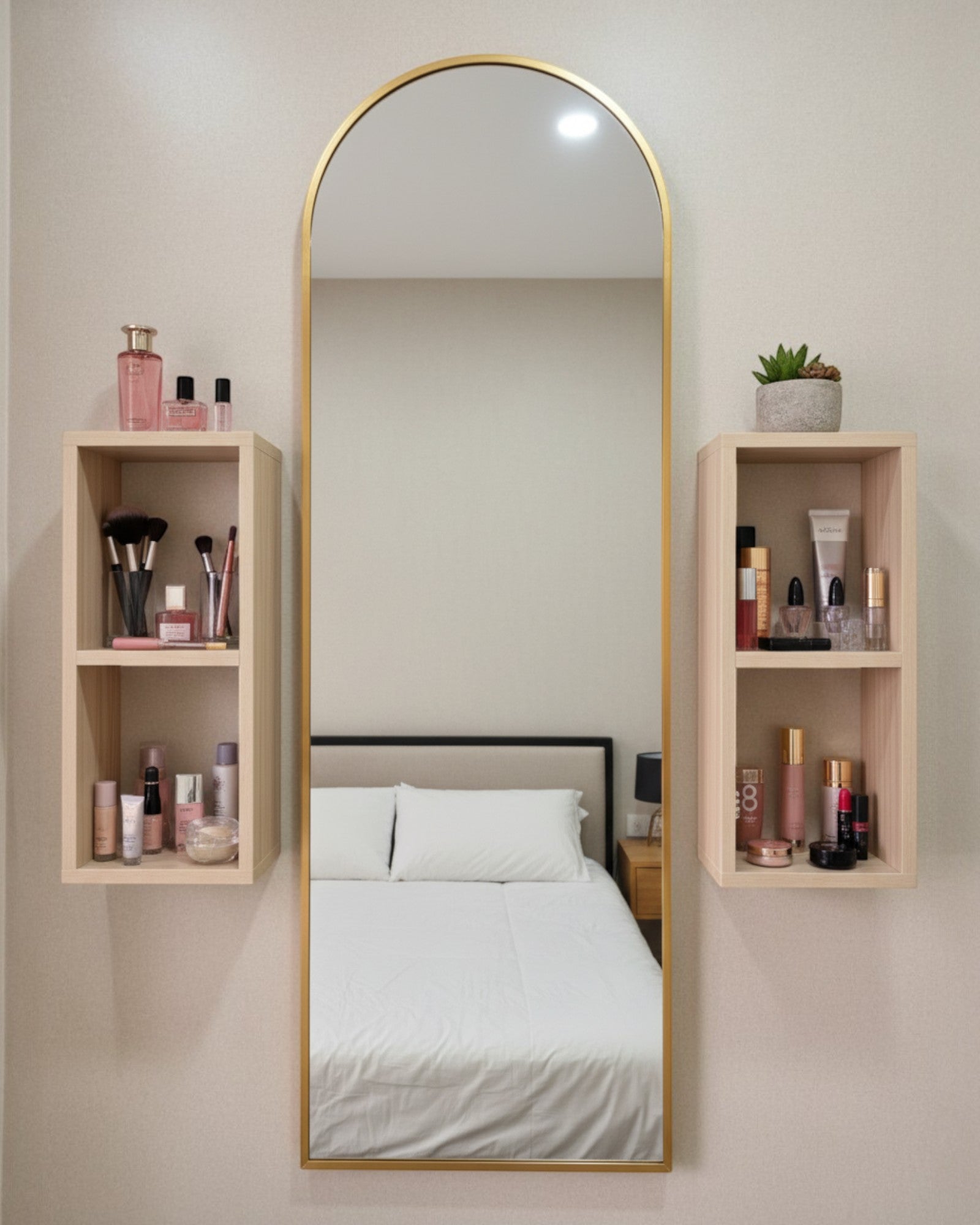 Dressing Mirror 13 - Semi round shape golden metal frame