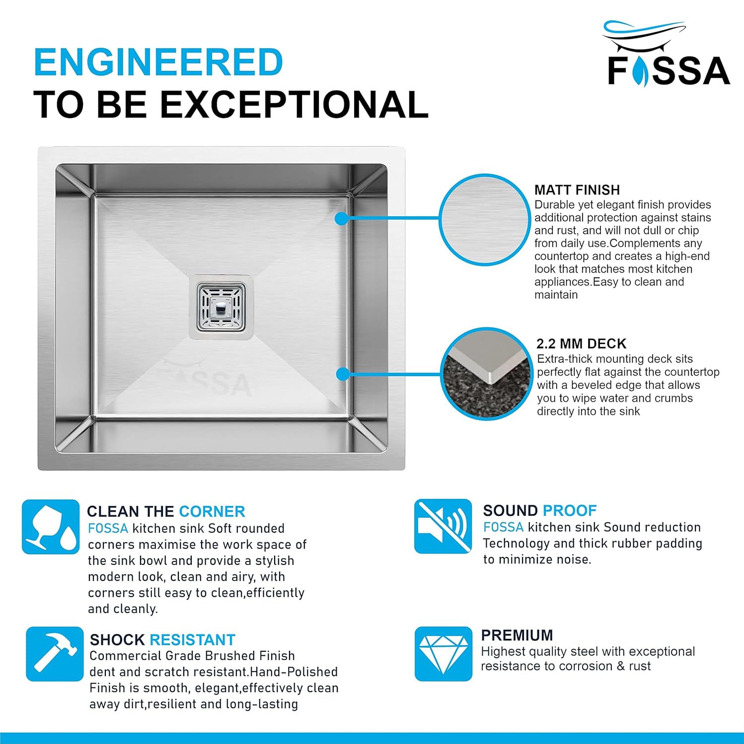 Premium Handmade  (18 x 18 x 9) Inch Stainless Steel Single Bowl Silver  Kitchen Sink