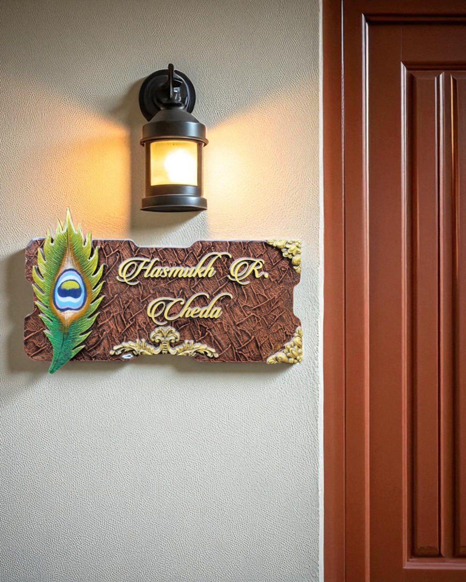 Hasmukh Cheda Brown with Peacock Feather