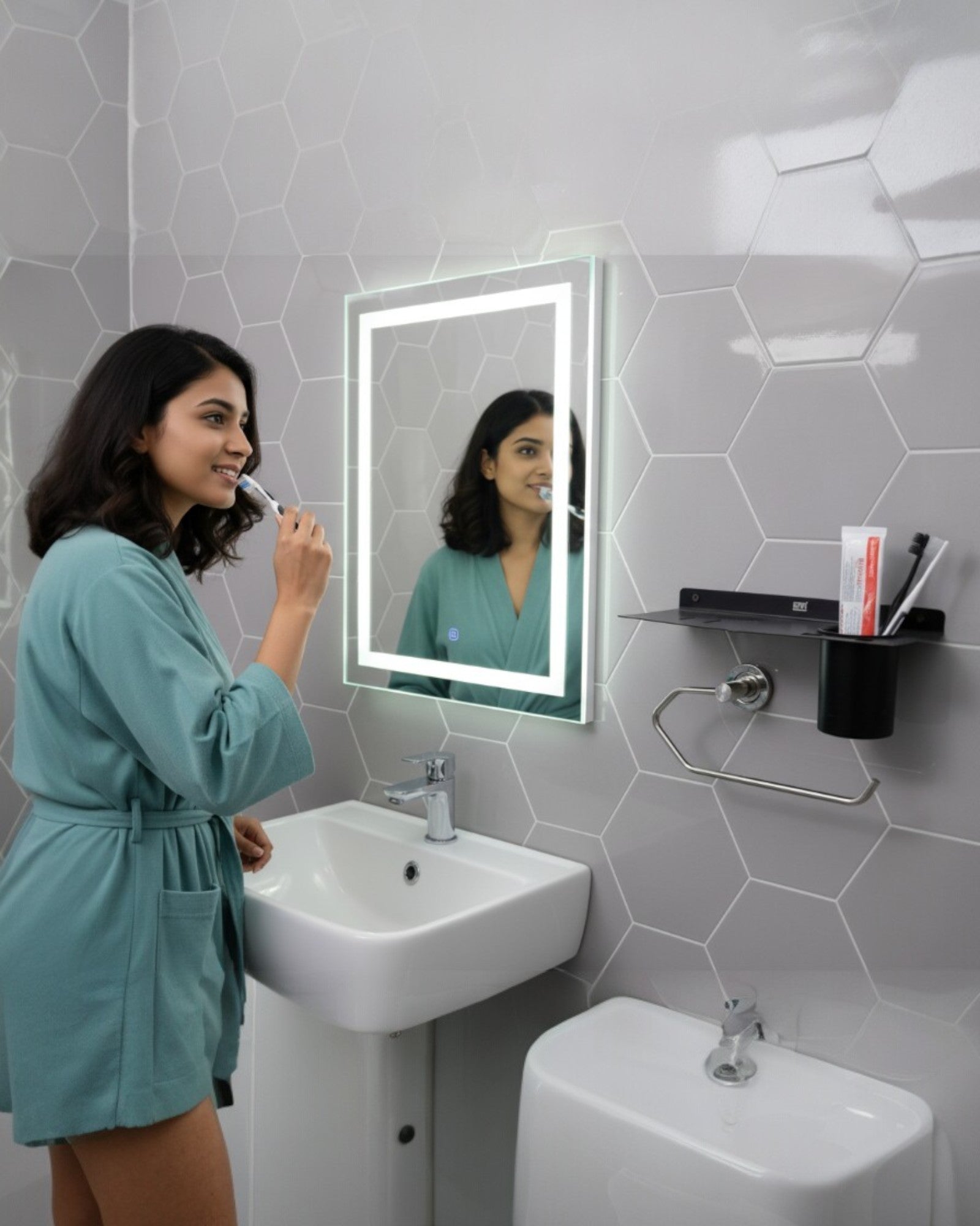 Matte Black Wall Mounted Soap Dish with Toothbrush Holder
