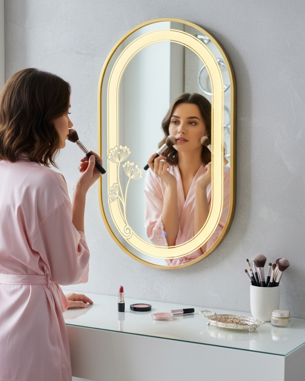 LED 128 - Golden metal frame - Capsule shape