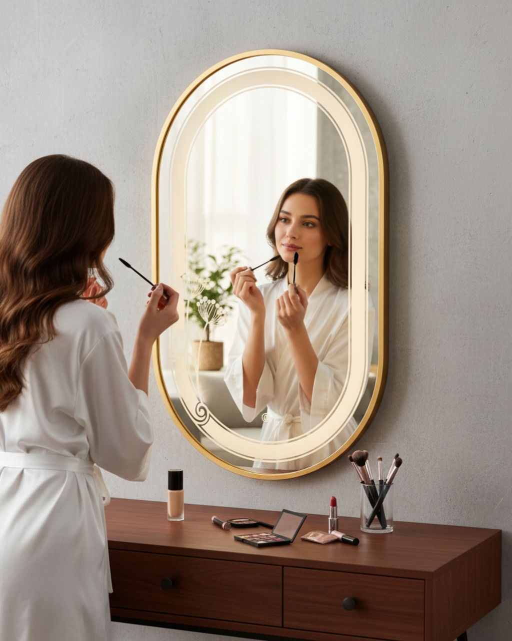 LED 128 - Golden metal frame - Capsule shape