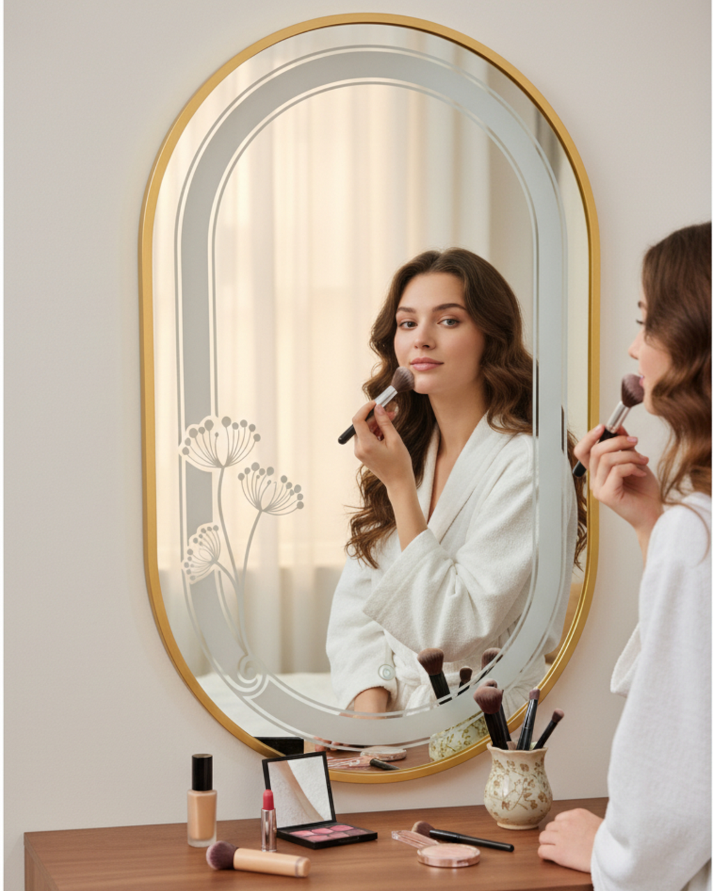 LED 128 - Golden metal frame - Capsule shape