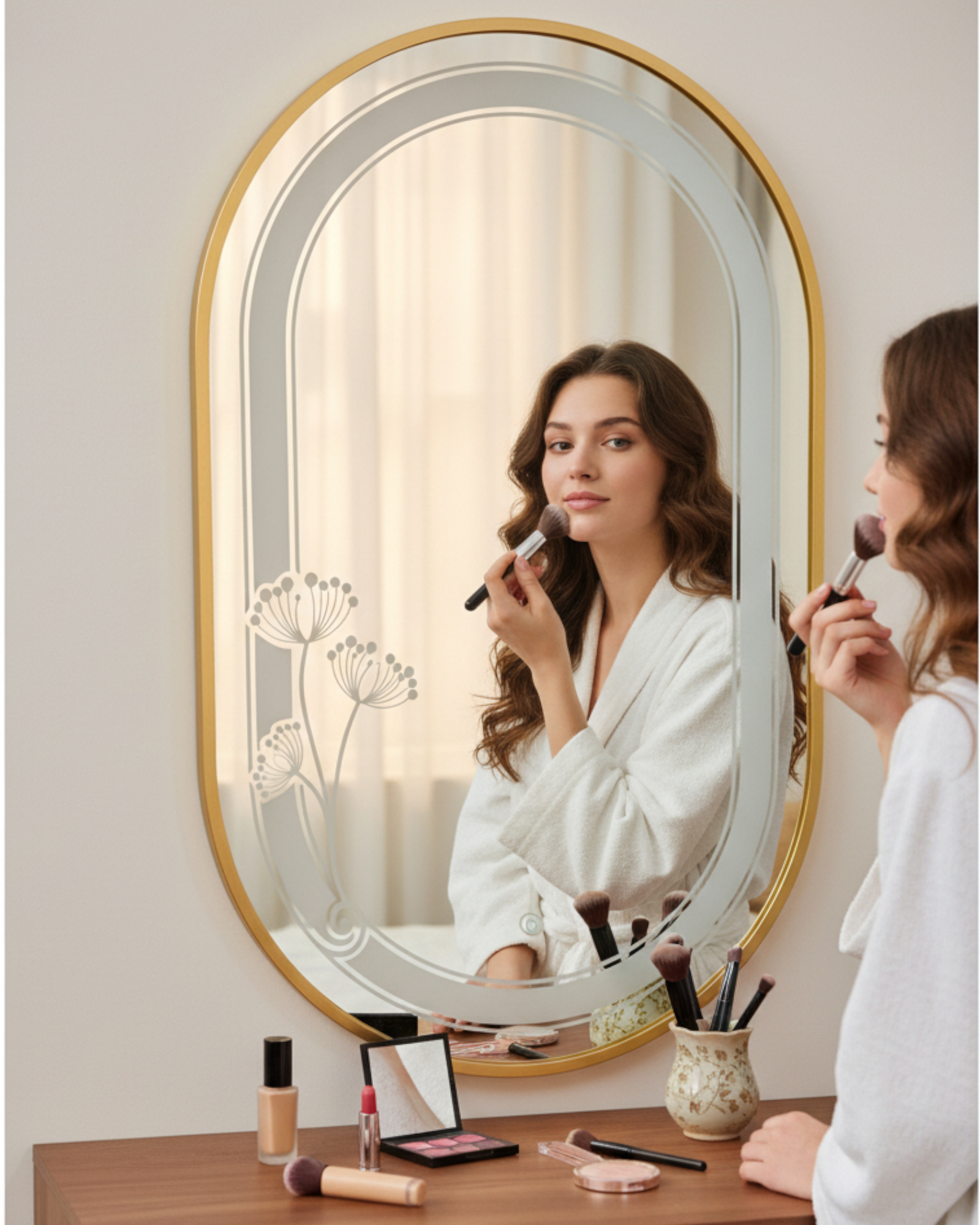 LED 128 - Golden metal frame - Capsule shape