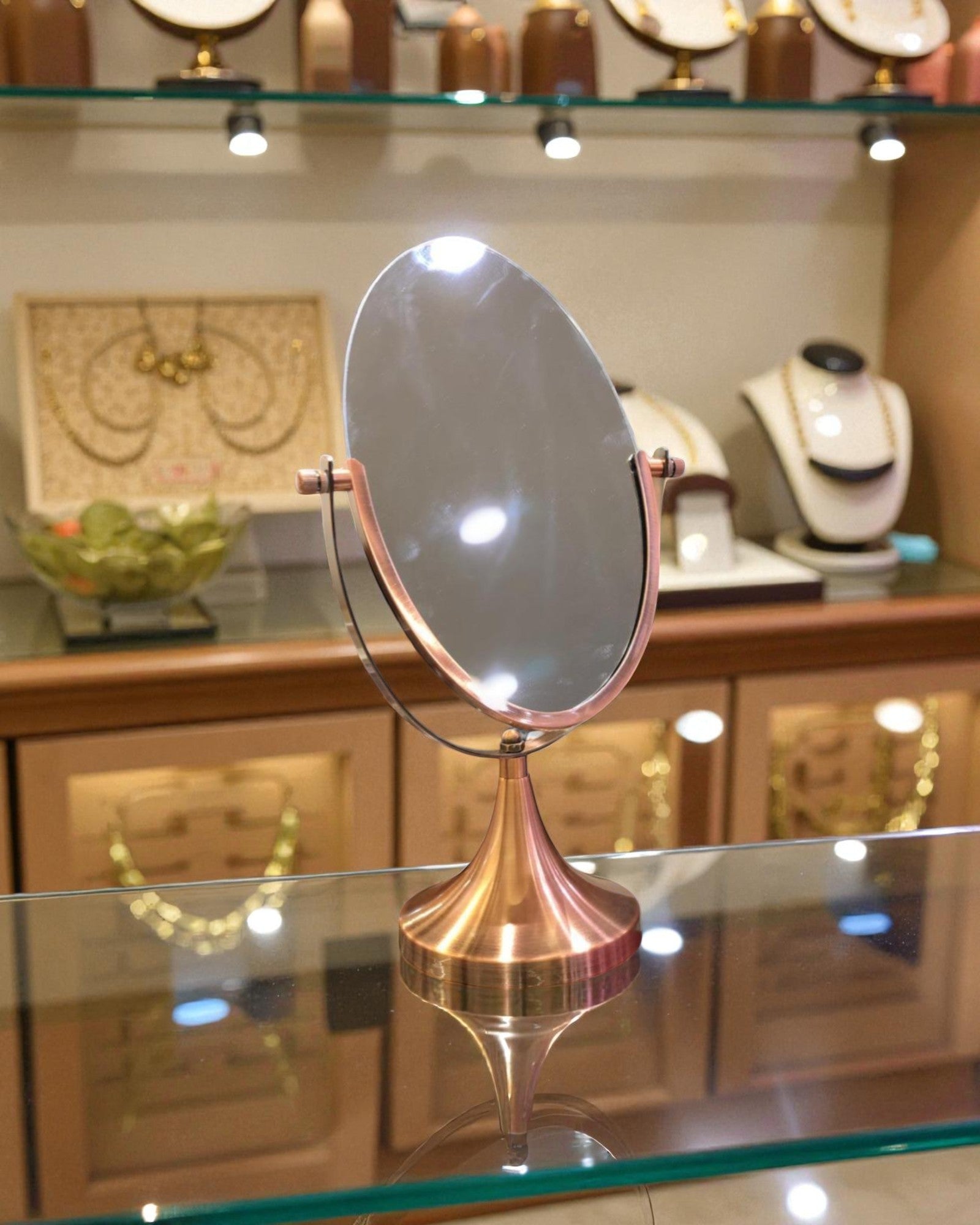 Frameless Oval Double Sided Counter Top Mirror