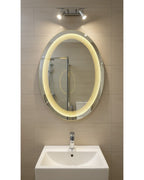 LED 130 - Laser Honeycomb Design Oval Mirror – 18" x 24" Smart Touch Wall Mirror with Dimmable Lighting