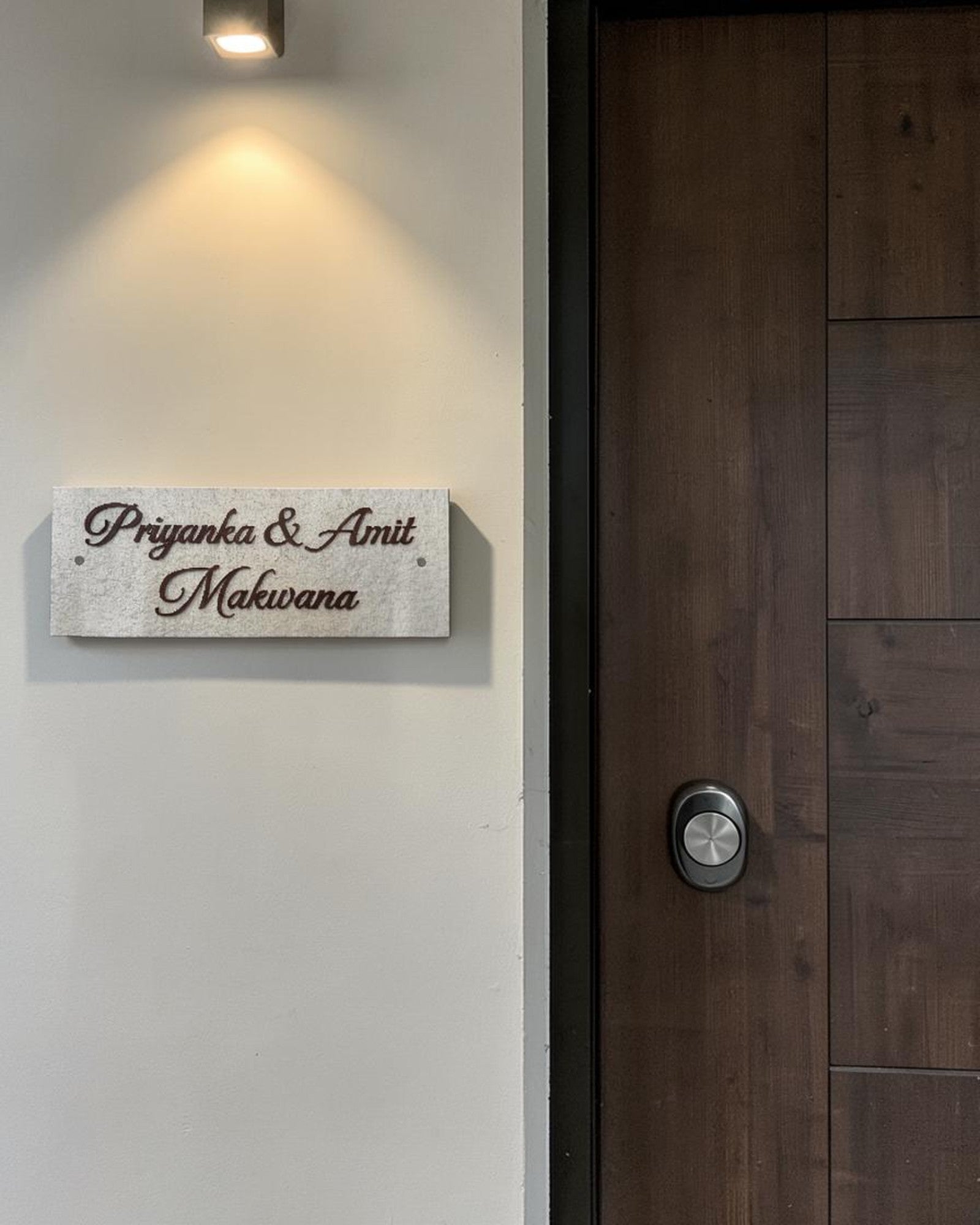 Modern Stone Finish Charcoal Name Plate – Priyanka Makwana