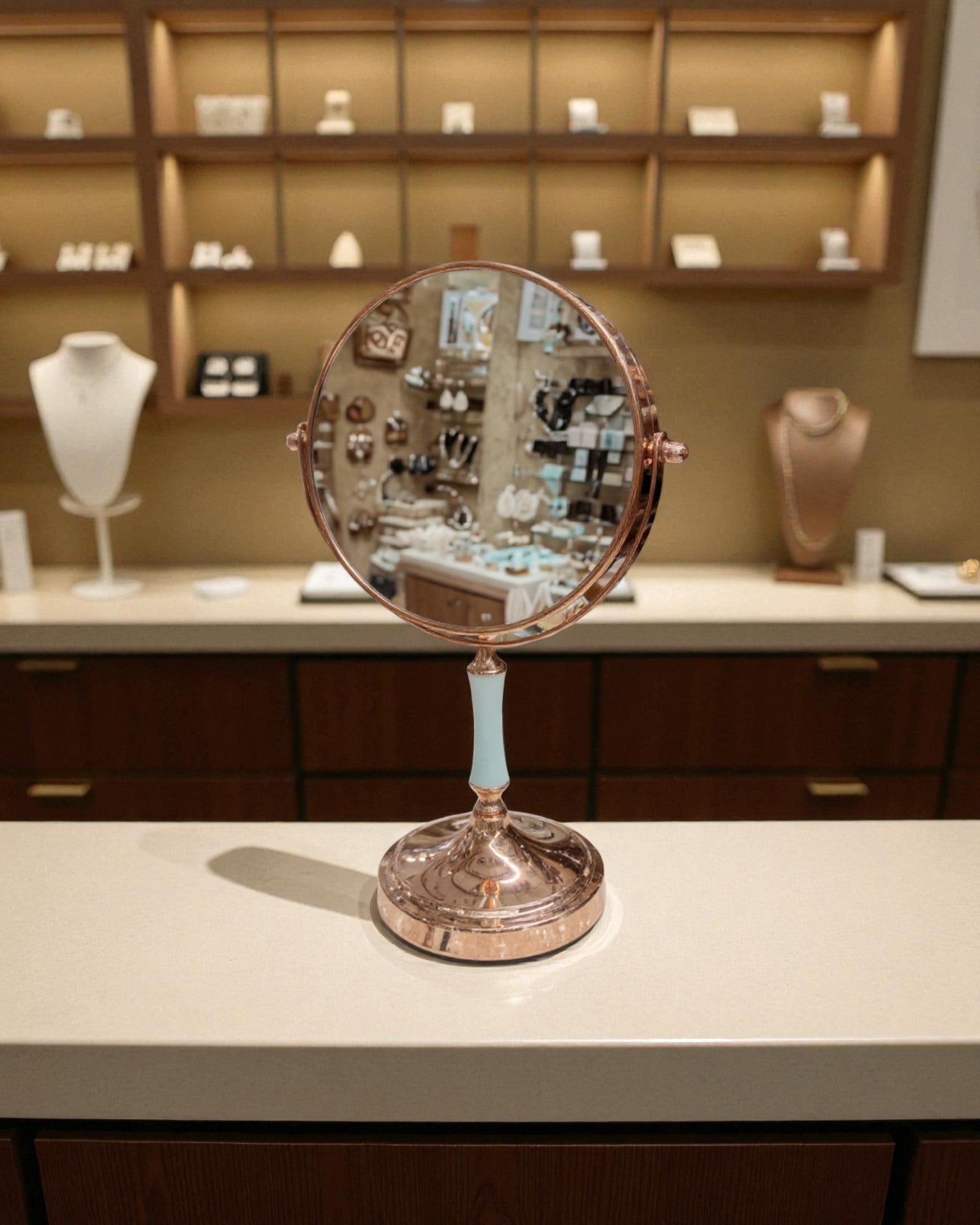 Round Metal Body Counter Top Mirror