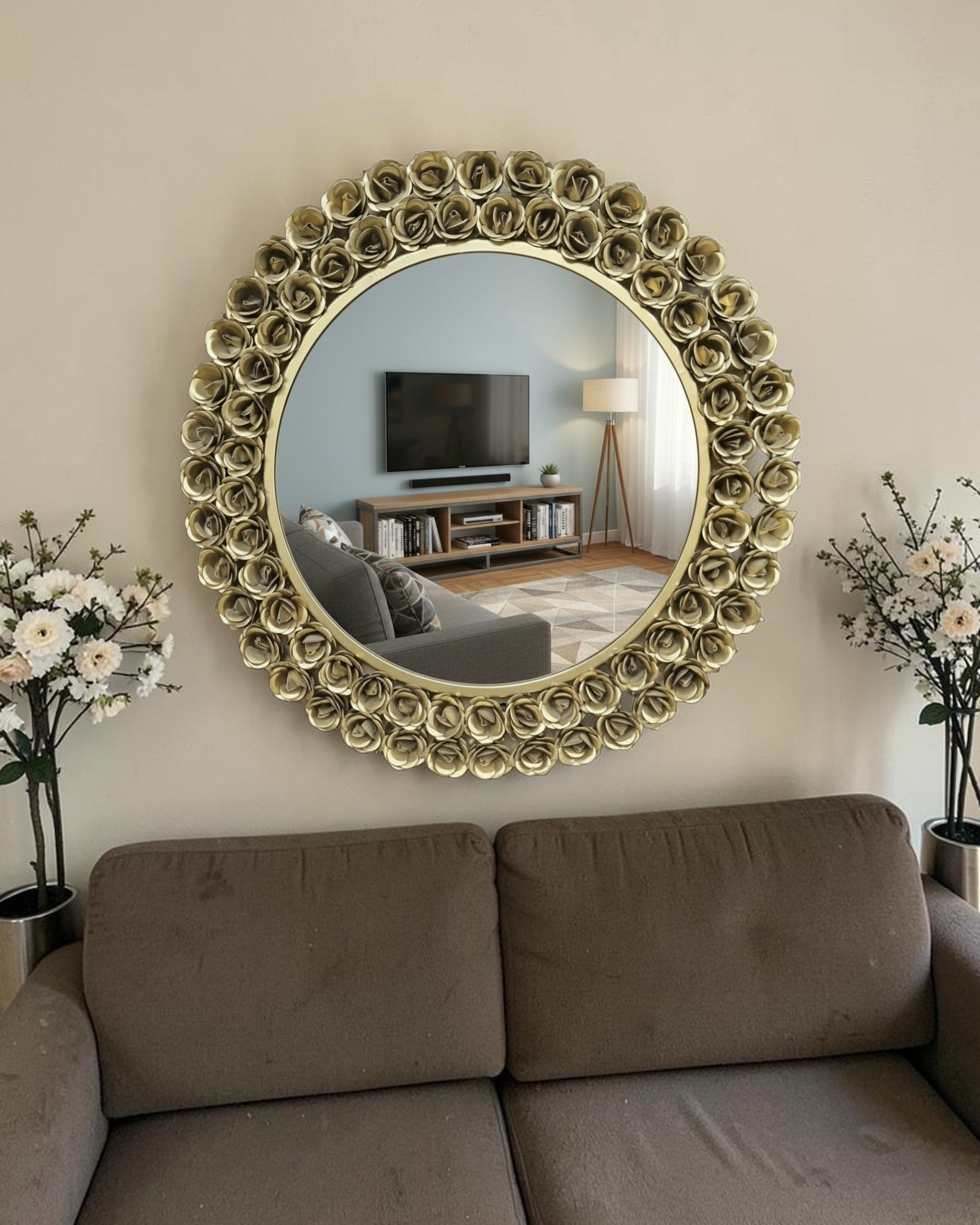 Golden Rose Halo Mirror – 24" Decorative Metal Wall Mirror