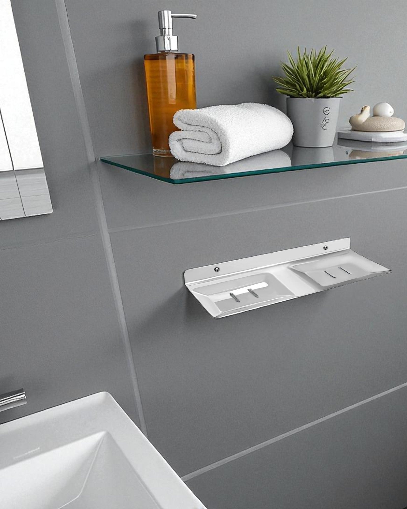 Double Soap Dish - Metal Kiwi