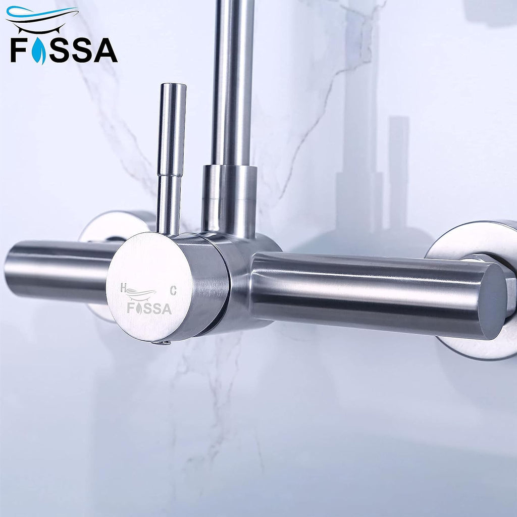 Fossa Kitchen Sink Wall Mount with Sprayer Stainless Steel Mixer Tap Faucet