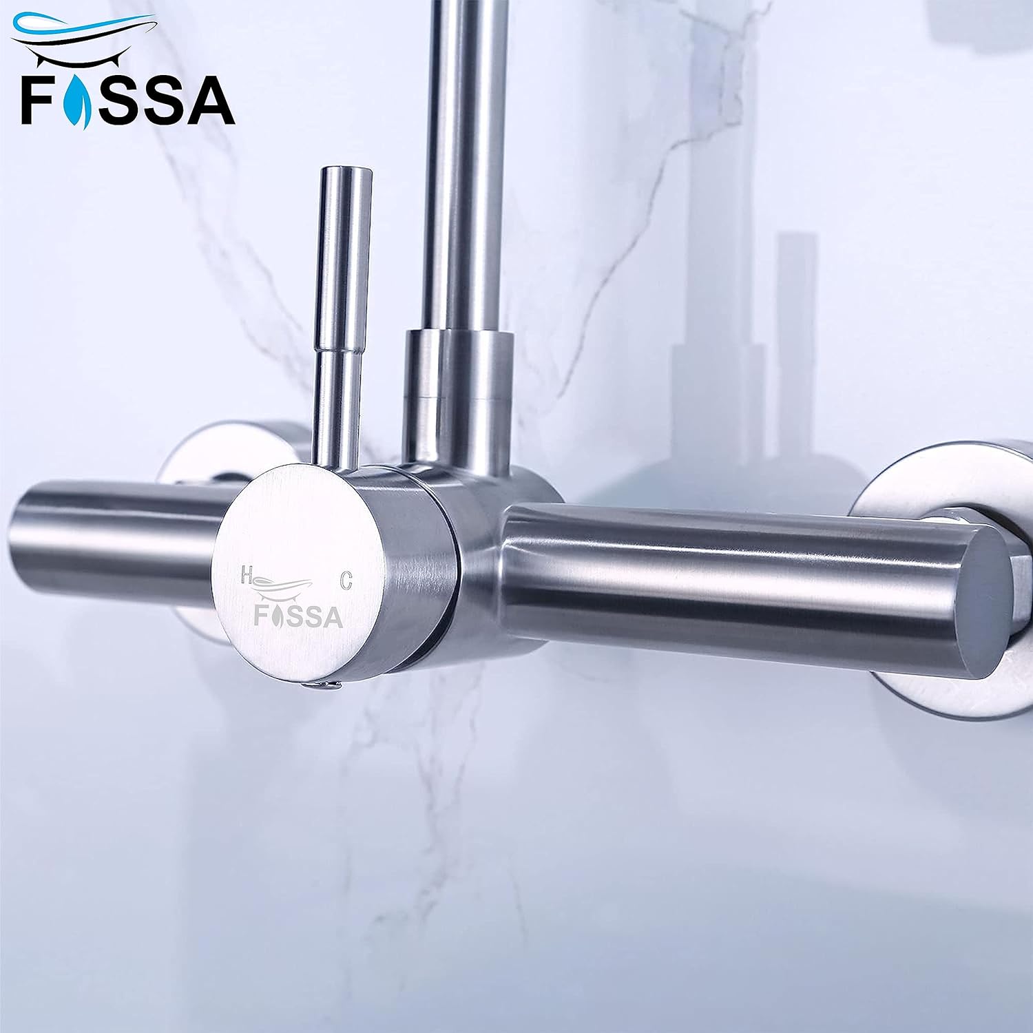 Fossa Kitchen Sink Wall Mount with Sprayer Stainless Steel Mixer Tap Faucet