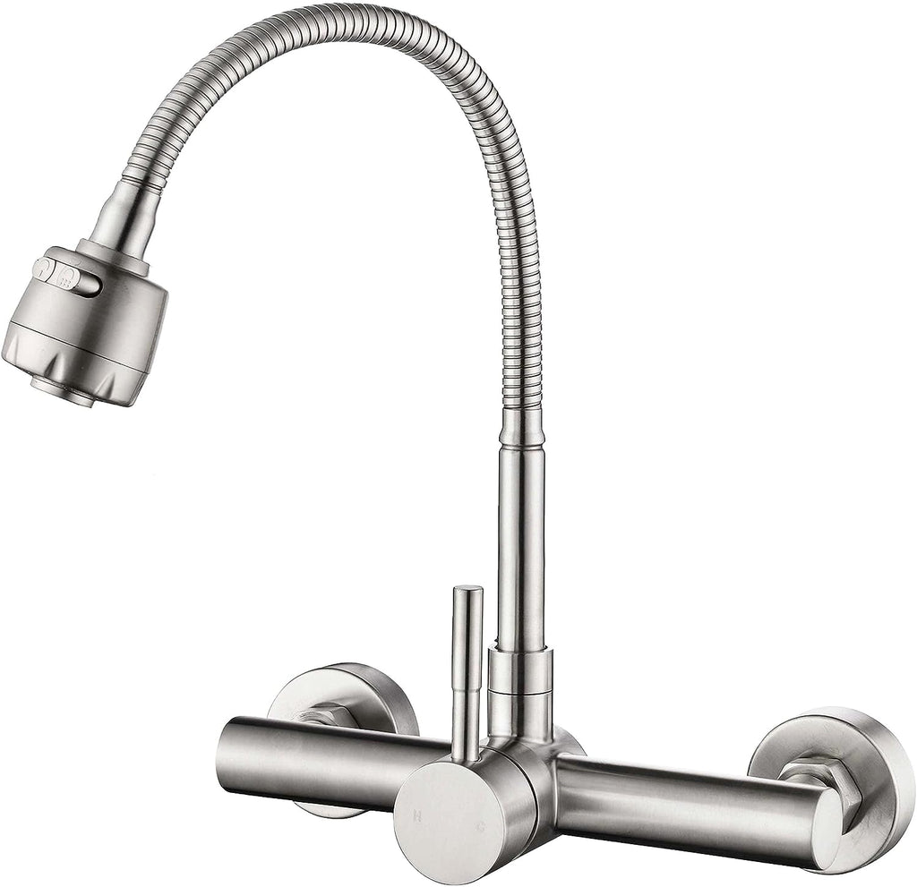Fossa Kitchen Sink Wall Mount with Sprayer Stainless Steel Mixer Tap Faucet