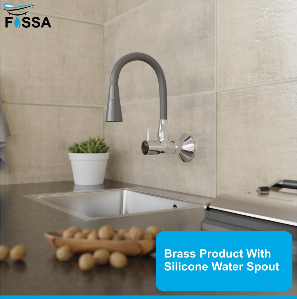 Fossa Brass Sink Cock with Dual Flow Kitchen Faucet with Flexible Swivel Spout (Grey)