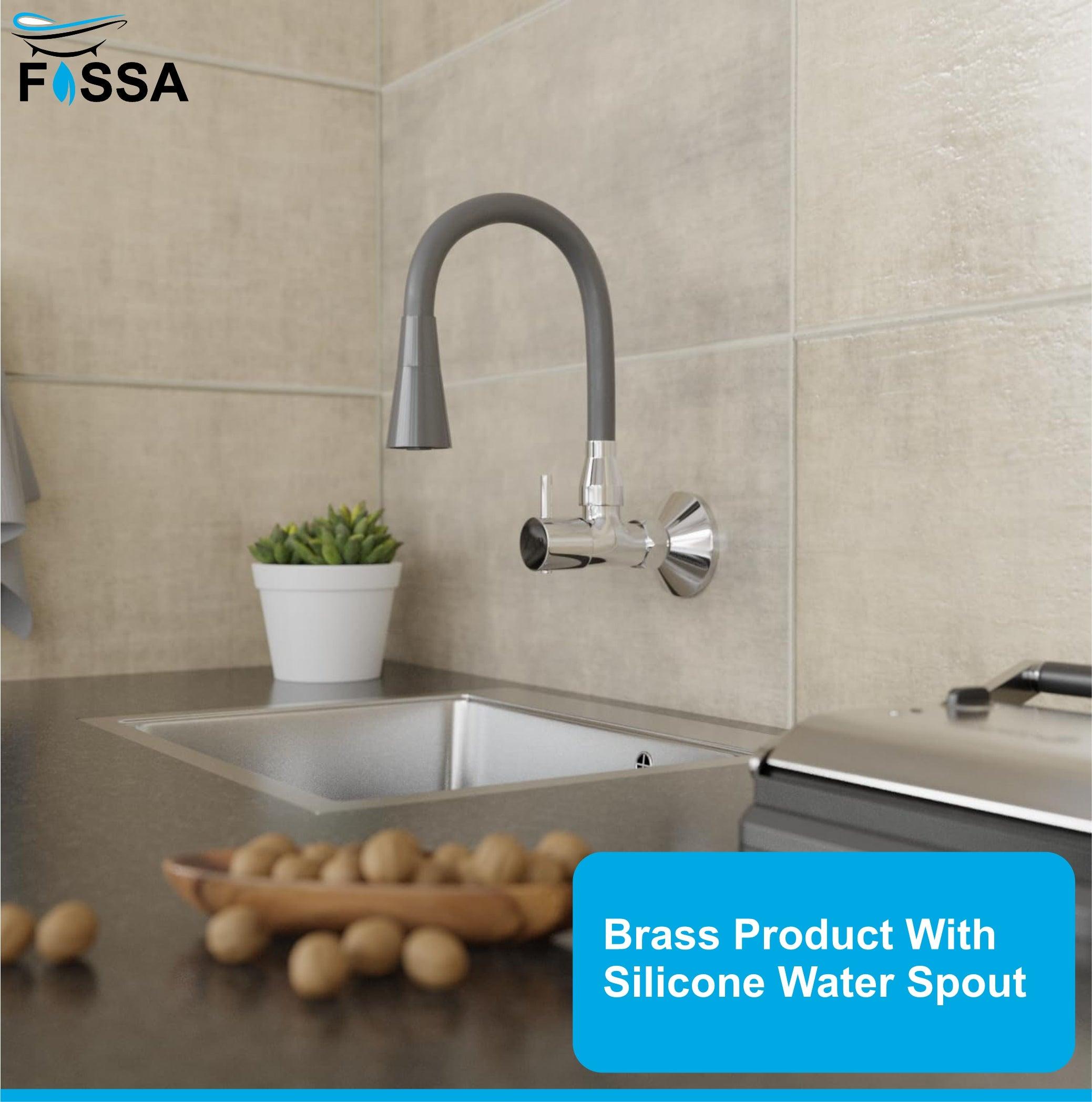 Fossa Brass Sink Cock with Dual Flow Kitchen Faucet with Flexible Swivel Spout (Grey)